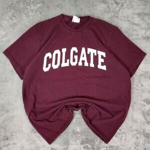VTG Y2K Colgate sportswear university causal burgundy T-shirt mens Large